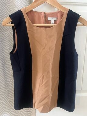 J. Crew Colorblock Black Tan Tank Minimalist Work Blouse Sleeveless Shell Small